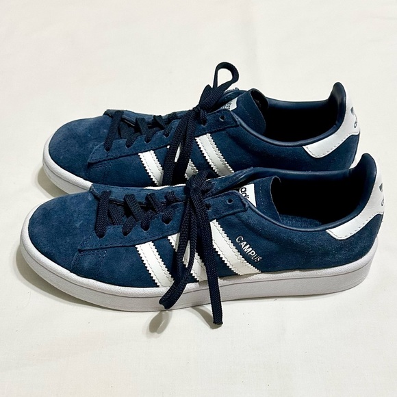 Women’s Adidas Campus Sneakers, Blue Suede and White Leather, Clean EUC - 6 US - Picture 6 of 17